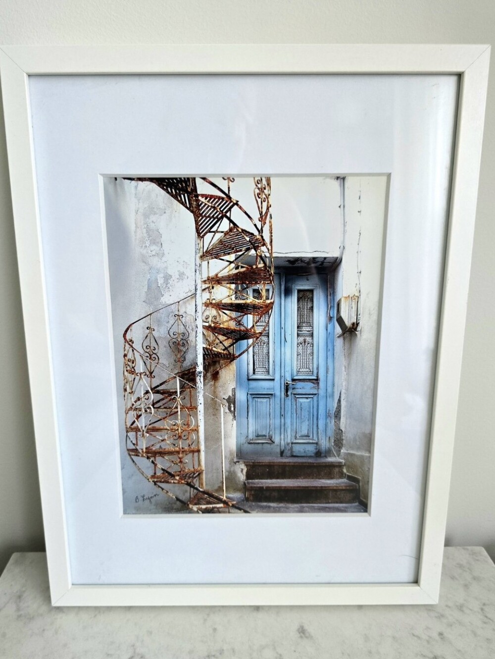 Greek Island Blue Door #2 Framed/Signed Art Print 13×18